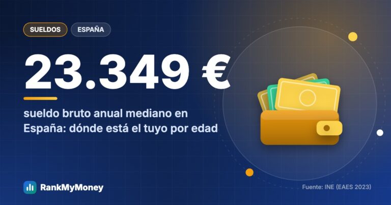 Sueldo medio en España por edad: dónde está el tuyo — 23.349 € sueldo bruto anual mediano en España: dónde está el tuyo por edad