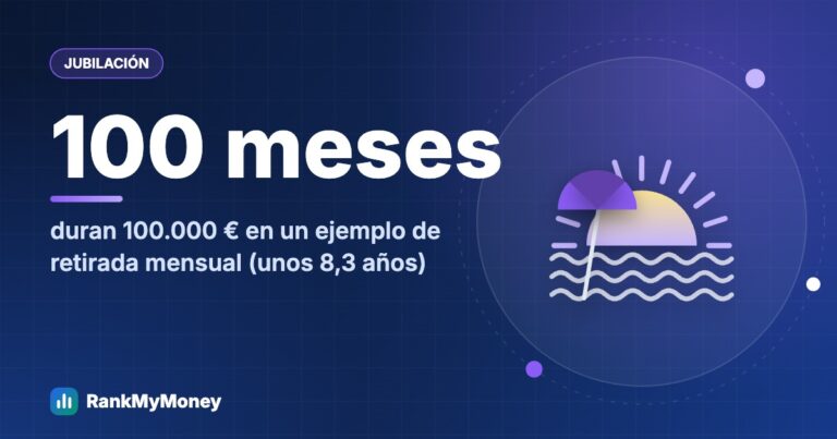 ¿Cuánto tiempo duran 100.000 euros de ahorro en la jubilación? — 100 meses duran 100.000 € en un ejemplo de retirada mensual (unos 8,3 años)